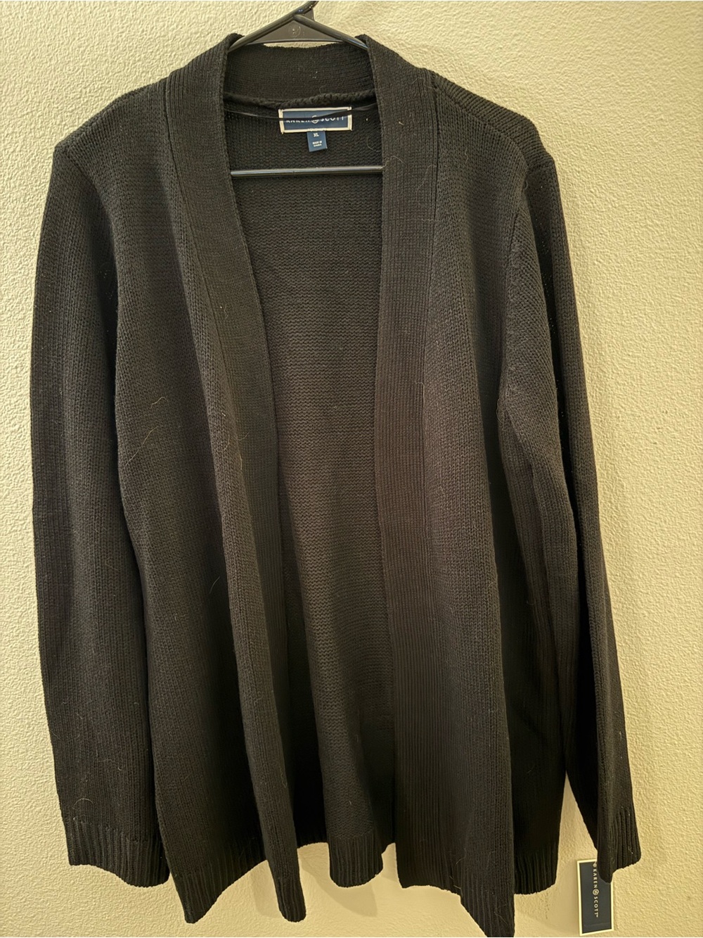 Karen Scott Black Open-Front Women’s Cardigan Sweater